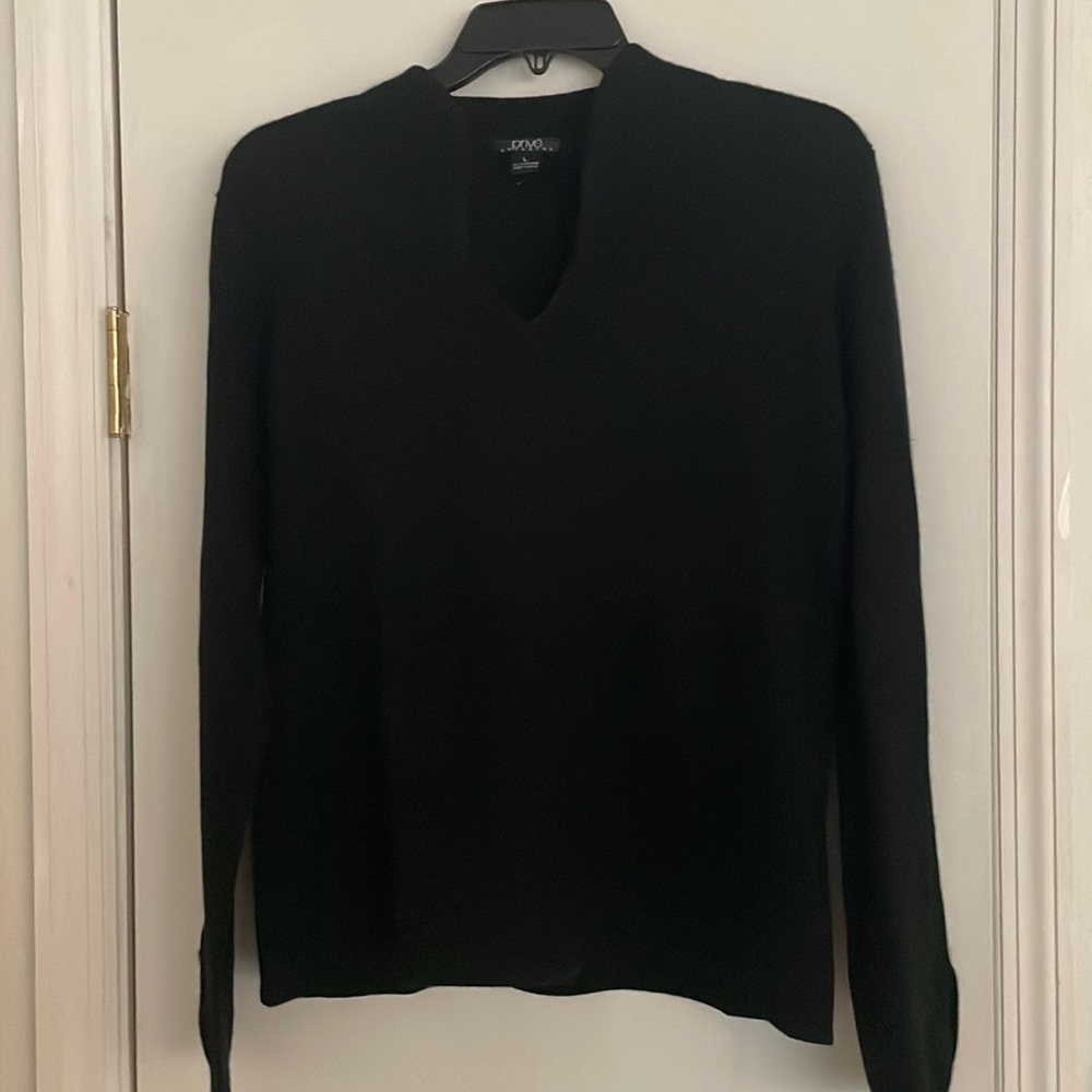 Black unique V-neck Sweater Large Prive Cashmere